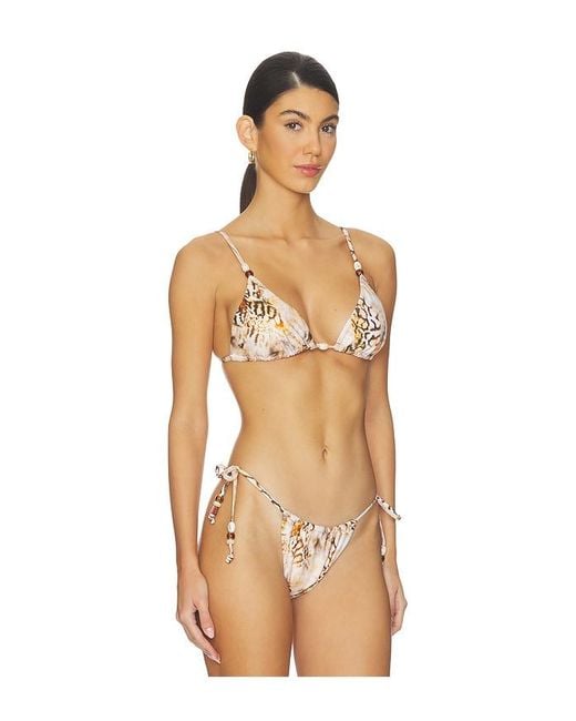 AFRM Natural Capri Beaded Bikini Top