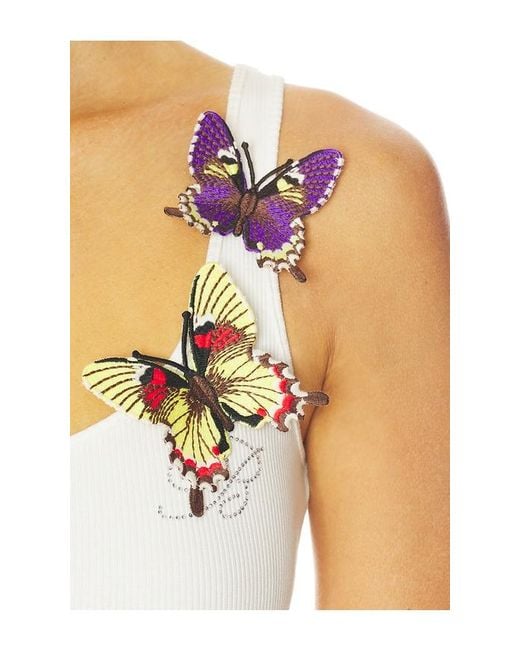 Blumarine White Butterfly Tank Dress