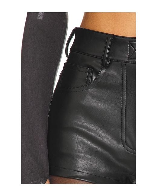 Norma Kamali Black Faux Leather High-Waist Shorts