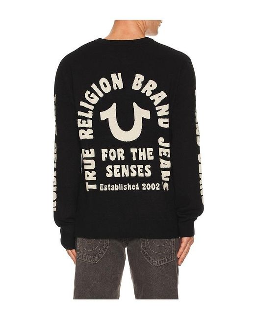 True Religion Black Relaxed Logo Sweater for men