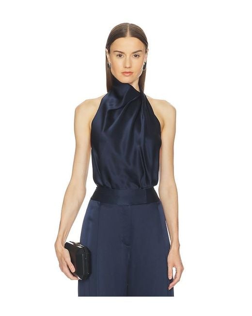 The Sei Blue Draped Halter Top
