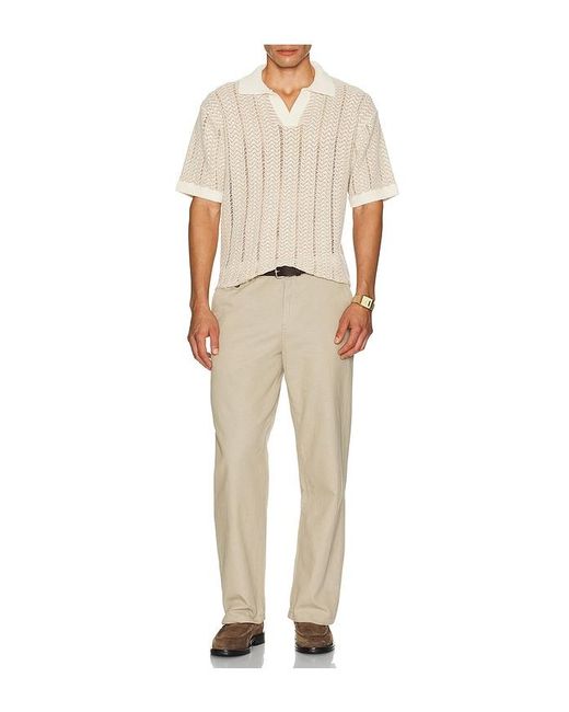 Scotch & Soda White Open Structured Knitted V-Neck Shirt for men
