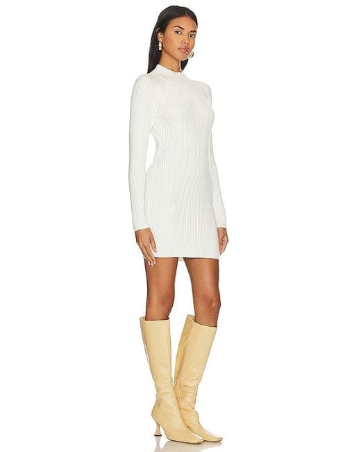 Bardot White Rib Knit Mini Dress
