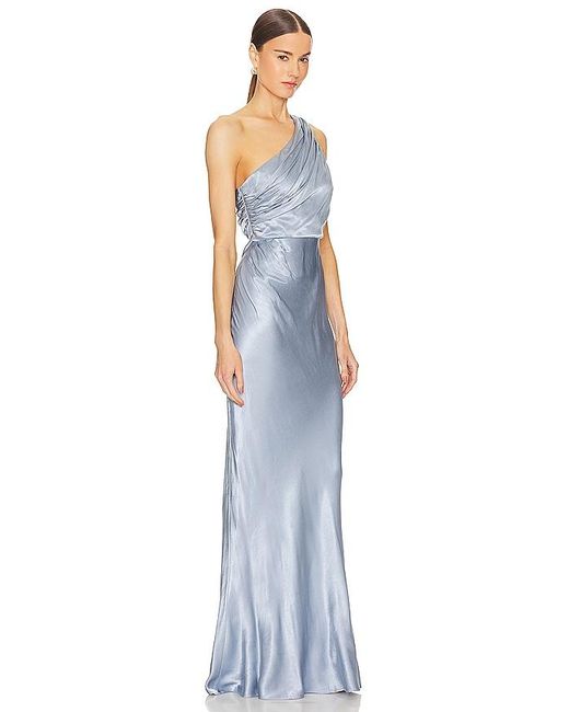 Shona Joy Blue La Lune Gathered One Shoulder Maxi Dress