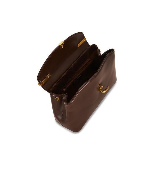 JW PEI Brown Audrey Flap Lock Top Handle Bag