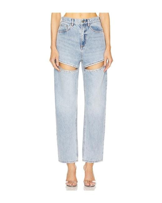 Jeans Con Abertura De Cristal En Color Denim Claro Talla (También En 30) Area de color Blue