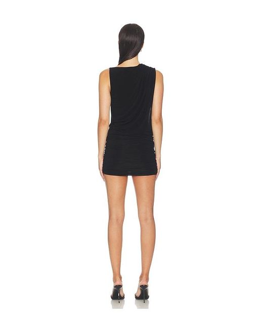 HAELO Black Asymmetric Cowl Mini Dress