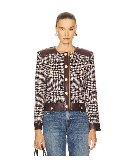 Central Park West Blue Billie Houndstooth Jacket