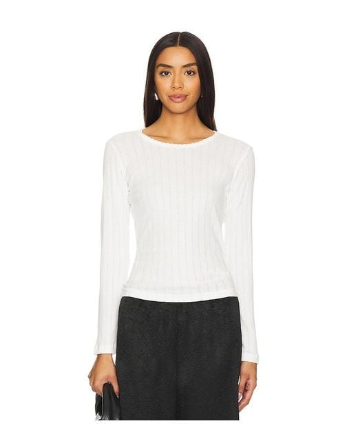 Leset White Pointelle Long Sleeve