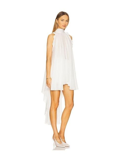 La Fuori White Silk Gathered Halter Top