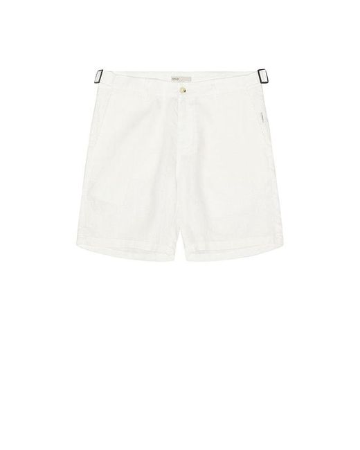 Onia White Linen Fixed Waist Short for men