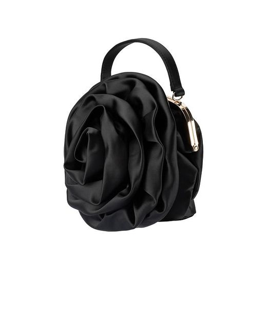 Olga Berg Black Rosita Rosette Frame Bag