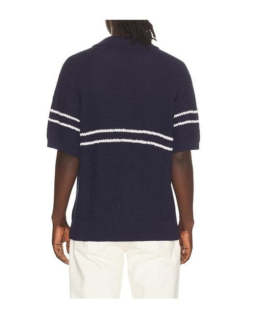 DUNST Blue Half Zip Polo for men