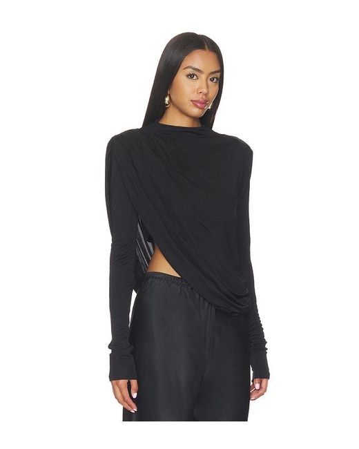 Misha Black The Draped Sheen Jersey Top