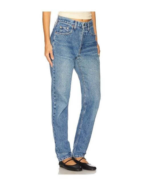 aligrace Blue Vintage High Rise Slim Straight Jean