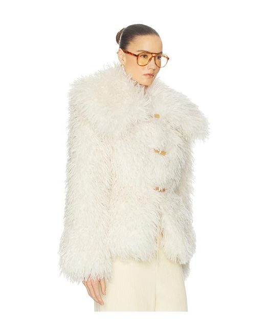 Helsa Natural Dramatic Collar Faux Shearling Jacket