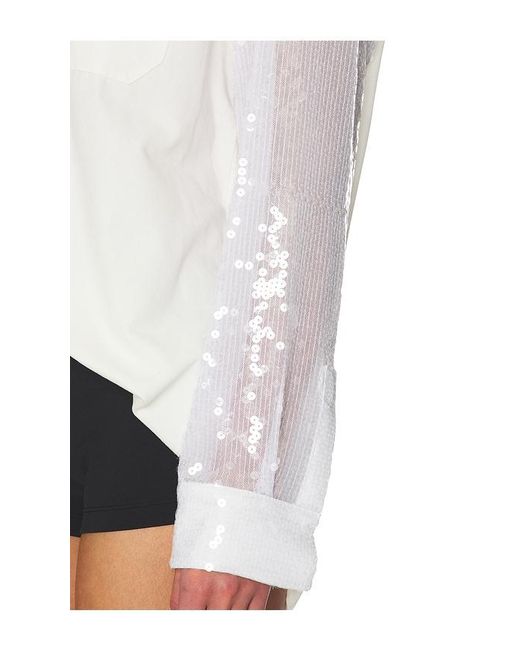 Area White Deconstructed Sequin Oxford Shirt