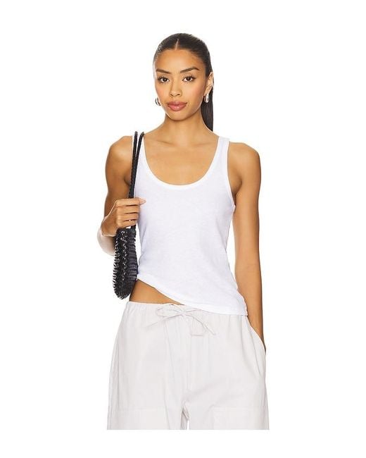 Leset White Laura Scoop Neck Tank