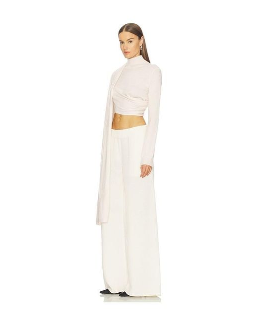 SRG White Jetta Cashmere Draped Scarf Turtleneck