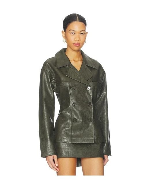 superdown Green Caroline Faux Leather Jacket