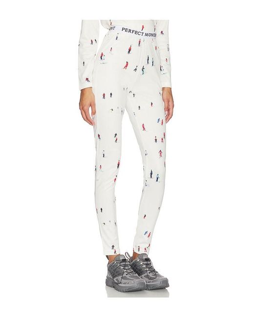Perfect Moment White Printed Base Layer Legging