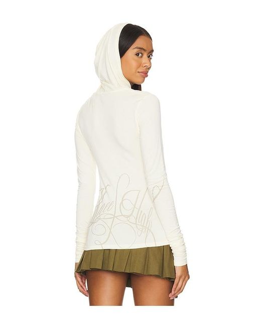 Nii HAI White Ivory Bella Hooded Long Sleeve Top