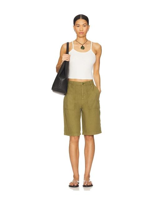 GOOD AMERICAN Green Lite Linen Bermuda Short