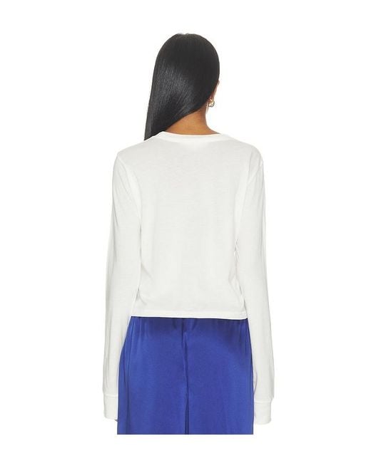 ÉTERNE White Cotton Long Sleeve Boxy Tee