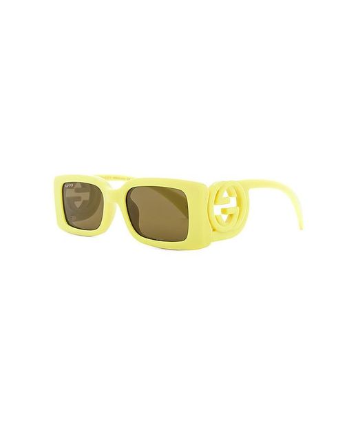 Gucci Yellow Chaise Longue Rectangular Sunglasses