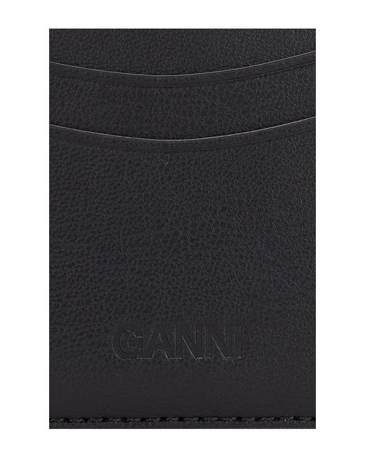 Ganni Black Bou Card Holder Hearts Studs