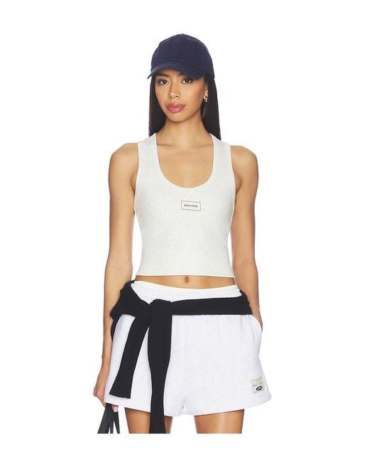Gold Hinge White Ribbed Cotton Tank Top