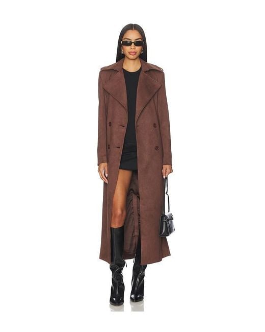 Bardot Brown Kira Faux Suede Trench Coat