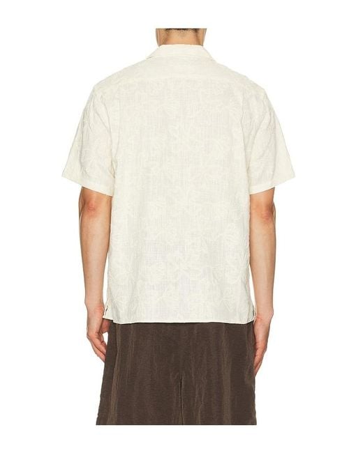 Vince White Embroidered Floral Short Sleeve Cabana Shirt for men