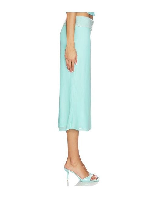 Tiger Mist Blue Sequin Foldover Midi Skirt