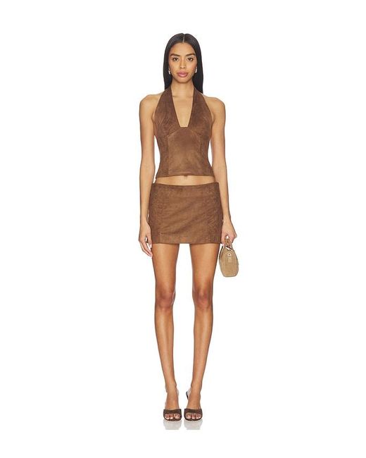 Runaway the Label Brown Kitty V-neck Halter Top