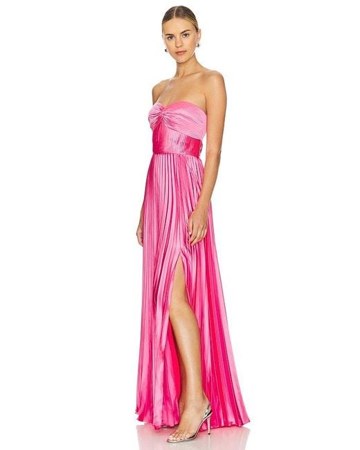 AMUR Pink Stef Pleated Gown