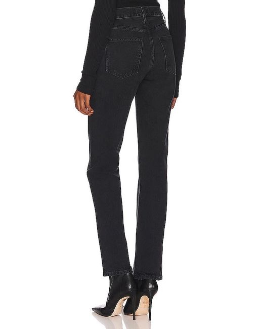 Agolde Black Lana Mid Rise Straight Jeans