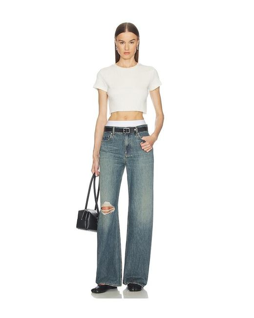 Re/done Blue Cropped 60S Slim Tee