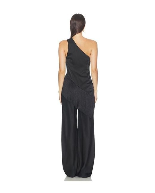 Lovers + Friends Black Olivia Satin Fringe Top