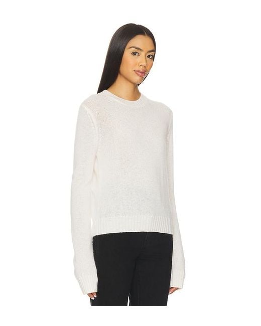 Enza Costa White Easy Long Sleeve Crew Sweater