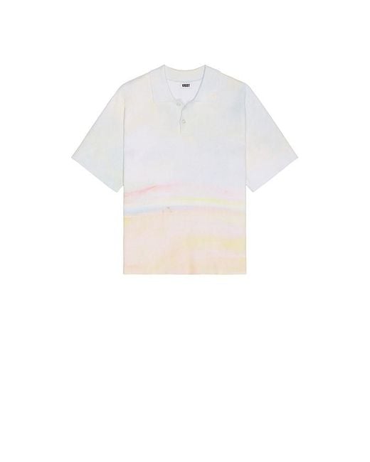 KROST White Horizon Rib Knit Polo Shirt for men