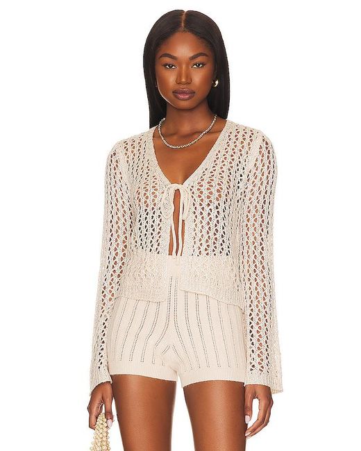 MORE TO COME Natural Navea Tie Front Top