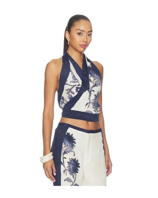 Sir Blue Phillipa Halter Scarf Top