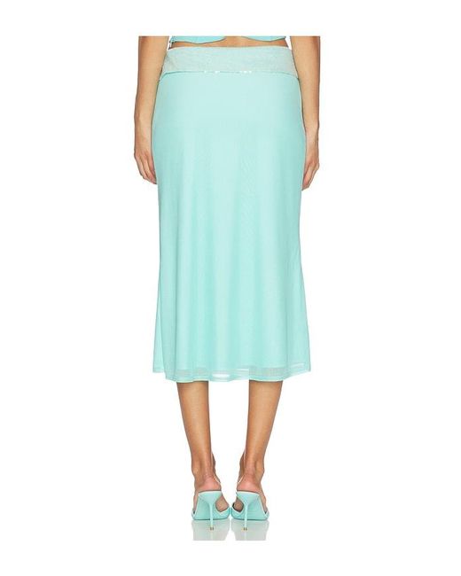 Tiger Mist Blue Sequin Foldover Midi Skirt