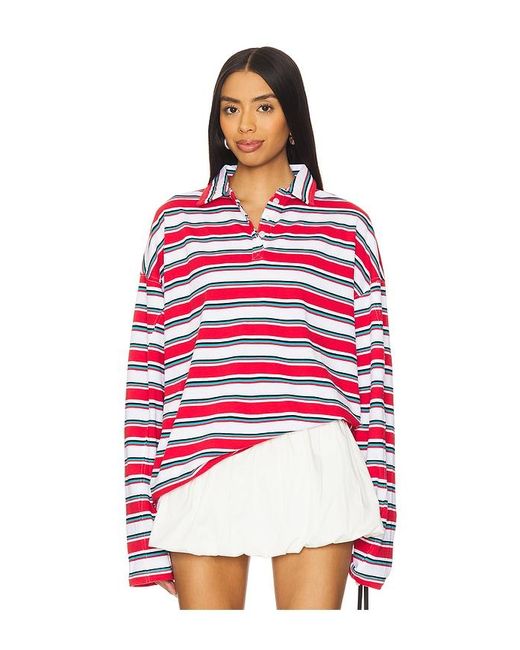Jaded London Oversized Stripe Long Sleeve Top in Red | Lyst