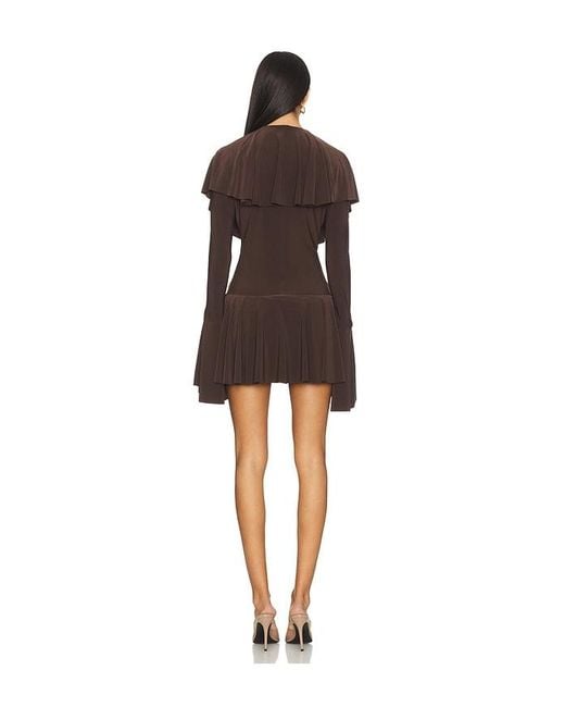 Norma Kamali Black X Revolve Long Sleeve Deep V Ruffle Mini Dress