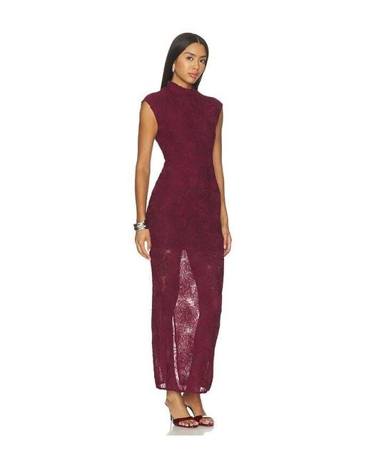 ROTATE BIRGER CHRISTENSEN Red Flower Mesh Maxi Dress