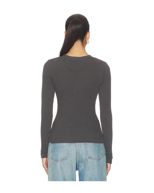 Citizens of Humanity Black Drea Waffle Henley Top