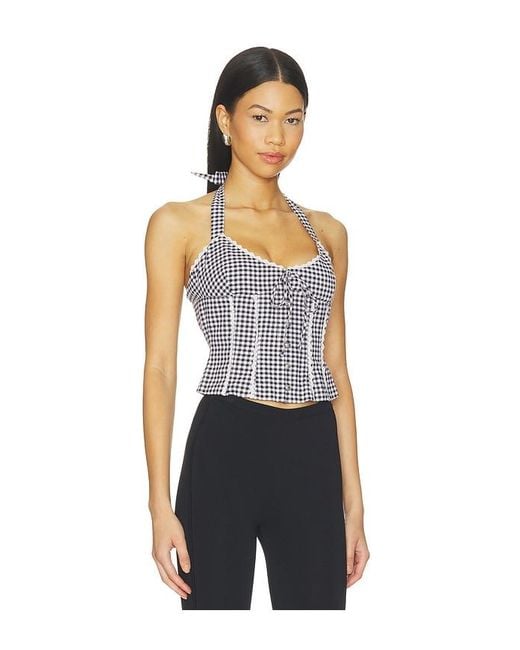 GUIZIO Blue Marini Gingham Corset Top