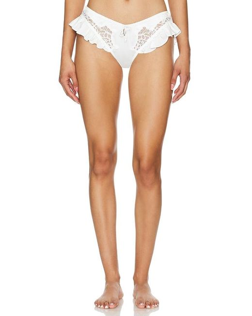 For Love & Lemons White Butterfly Lace Ruffle Cheeky Panty